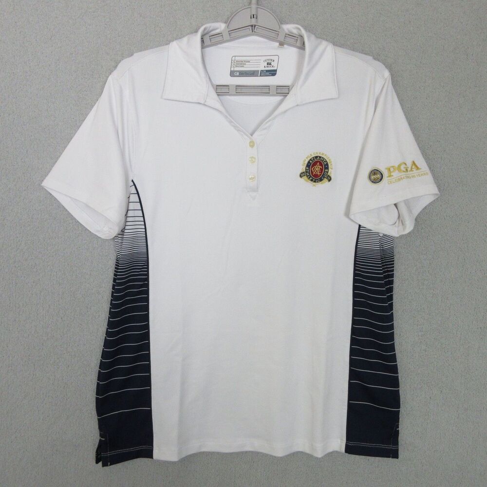 Cutter & Buck Polo Womens L CB DryTec PGA Atlanta Athletic Club White Navy